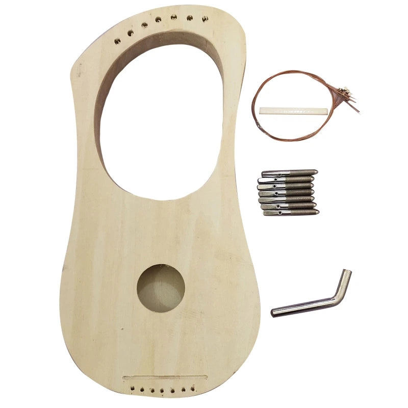 7 Strings Lyre Harp DIY Kit Solid Basswood String Musical Instrument Handwork Painting Assembly for Amateur Beginner