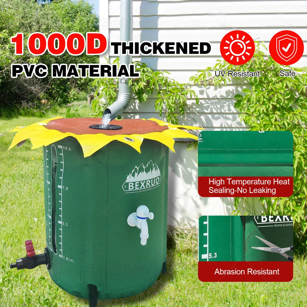 100-380 Gallon Rain Barrel Collapsible PVC Rain Collection System with ...
