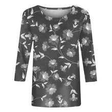 Load image into Gallery viewer, Female Clothing Delicate Fashion Shirts Floral Round Neck 3/4 Sleeves Printed Summer Women Pullover Daily Wear Vetement Femme
