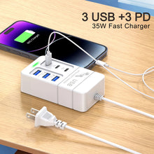 Load image into Gallery viewer, 35W Multiport USB Charger PD Type C Fast Charging US Plug Wall Charger USB Hub Adapter 6 Ports USB Quick Mobile Phone Charger

