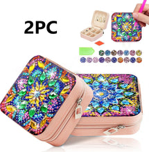 Load image into Gallery viewer, Two mandala themed diamond painting sets with crystal DIY makeup boxes, suitable for ladies to carry when traveling
