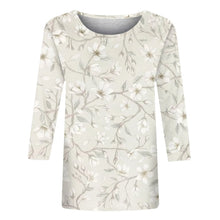 Load image into Gallery viewer, Female Clothing Delicate Fashion Shirts Floral Round Neck 3/4 Sleeves Printed Summer Women Pullover Daily Wear Vetement Femme
