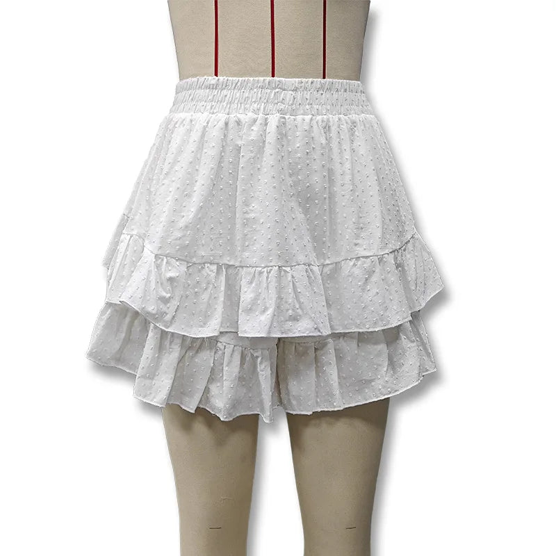 The new women's clothing in summer is a solid color high-waisted lace design sexy cake skirt skirt