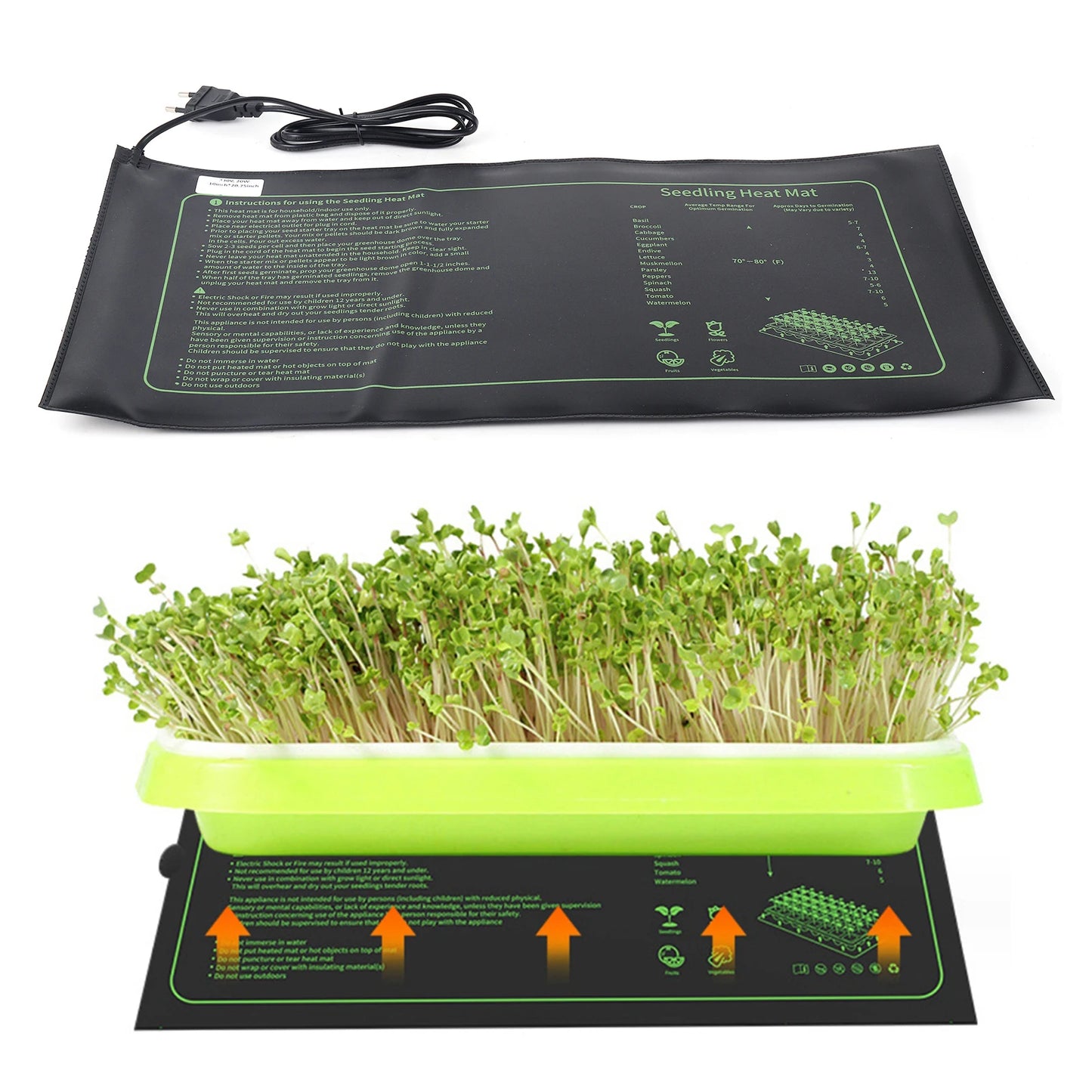 20W Seedling Heat Mat Plant Seed Germination Propagation Clone Starter Pad Greenhouse Seedling Heating Mat EU Plug Waterproof