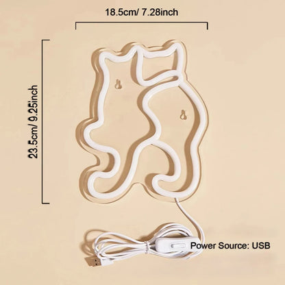 Anime Cat & Dog Neon Sign for Wall Art Arcade Decor, LED Night Lights Home Decor for Game Room Sign,Bedroom, Living Room, Bars