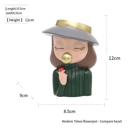 European Resin Gardening DIY Succulent Flower Pot Table Top Creative Cute Girl Green Plant Small Flower Pot Gift