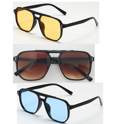 Women Men Square Sun Glasses Retro Polygon Sunglasses Female Black Vintage Fashion Ladies Oculos De Sol Double Beam Eyeglasses