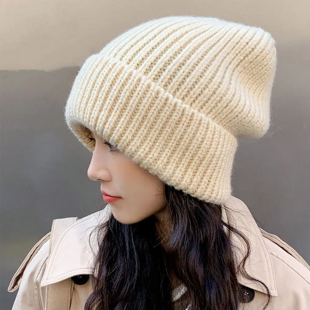 Winter Warm Hats for Women Casual Stacking Knitted Bonnet Caps Men Hats Simple Solid Color Hip Hop Unisex Female Beanies