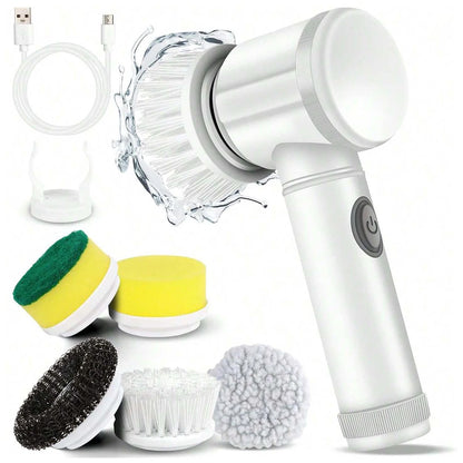 Electric Spin Scrubber Rechargeable with 5PCS Brush Heads Power Electric Cleaning Brush Handheld Shower Scrubber Cleaning Gadget