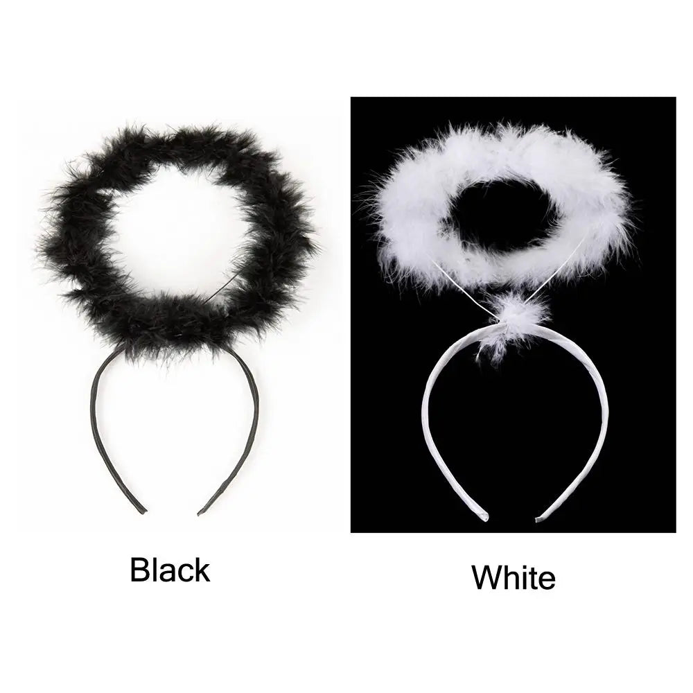 Angel Halo Headband Black White Feather Angel Headband Christmas Festival Party Favor Angel Outfit Cosplay Costume Accessories