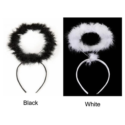 Angel Halo Headband Black White Feather Angel Headband Christmas Festival Party Favor Angel Outfit Cosplay Costume Accessories