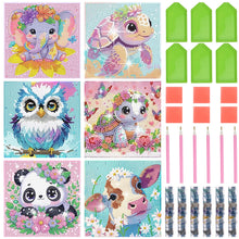 Load image into Gallery viewer, 6Pack Diamond Painting Kits for Kids Beginners Full Drill Cartoon Cute Animals Diamond Art Kits DIY Big Gem Art Home Wall Decor

