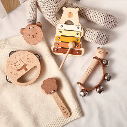Wooden Baby Montessori Toys Musical Rattle Instruments Xylophone Percussion Sensory Rattle Toys Educational for Baby Toys Gifts