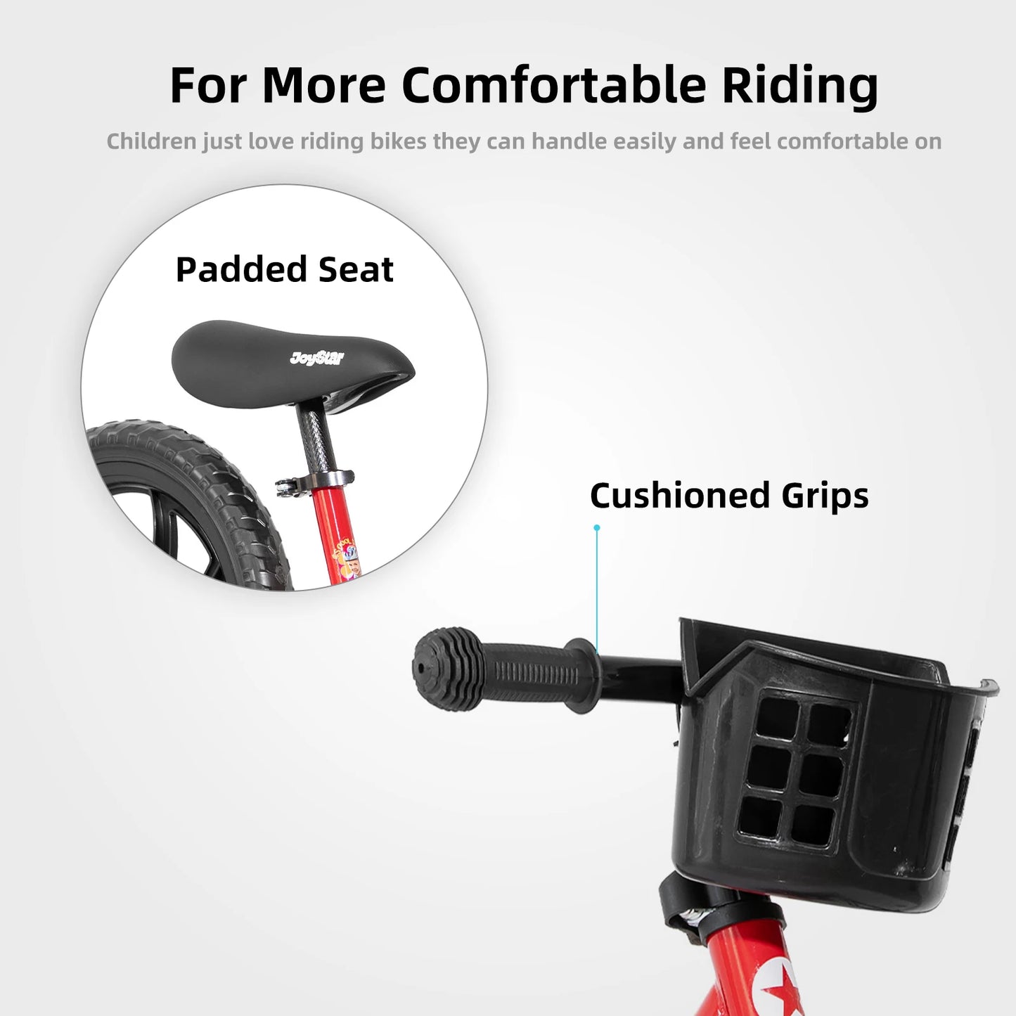 JOYSTAR 12/14 Inch Kids Balance Bike for 18months-5 Years, Lightweight Toddler Balance Bikes with Footrest and Handlebar, Red