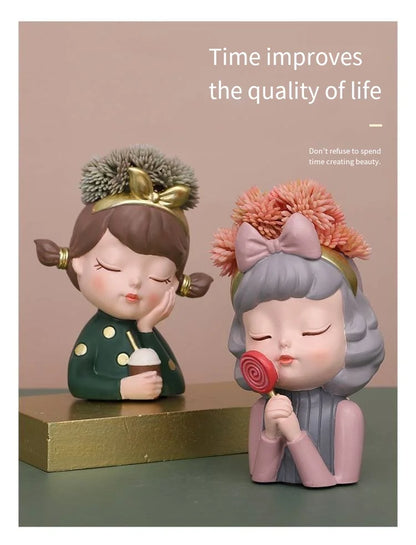 European Resin Gardening DIY Succulent Flower Pot Table Top Creative Cute Girl Green Plant Small Flower Pot Gift