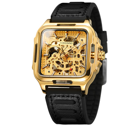 Men's Mechanical Automatic Watches for Men Luxury Top Brand Hollow Square Male Wristwatches Skeleton Waterproof Reloj Hombre