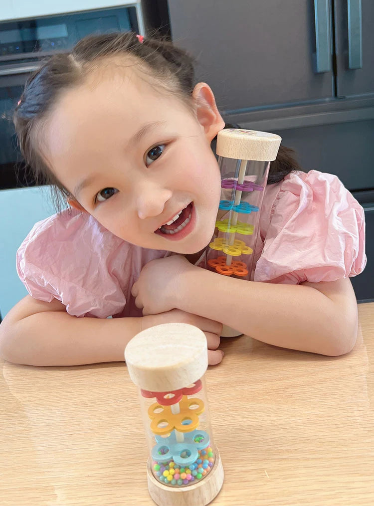 Wooden Rain Sound Tube Instrument Rain Maker Rain Stick Musical Instrument Hourglass Music Shaker Toy Hearing Enlightenment Toys
