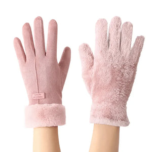 Women Winter Thick Plush Gloves Fashion Warm Suede Outdoor Guantes Lady Touchscreen Driving Gloves Sports Cycling Mittens