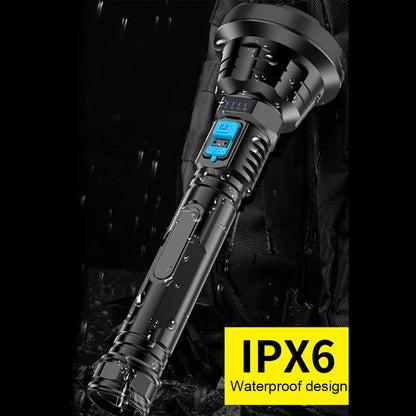 LED Flashlight Multifunctional Waterproof Handheld Spotlight USB Charging Service Work Light Power Display for Outdoor Equipment