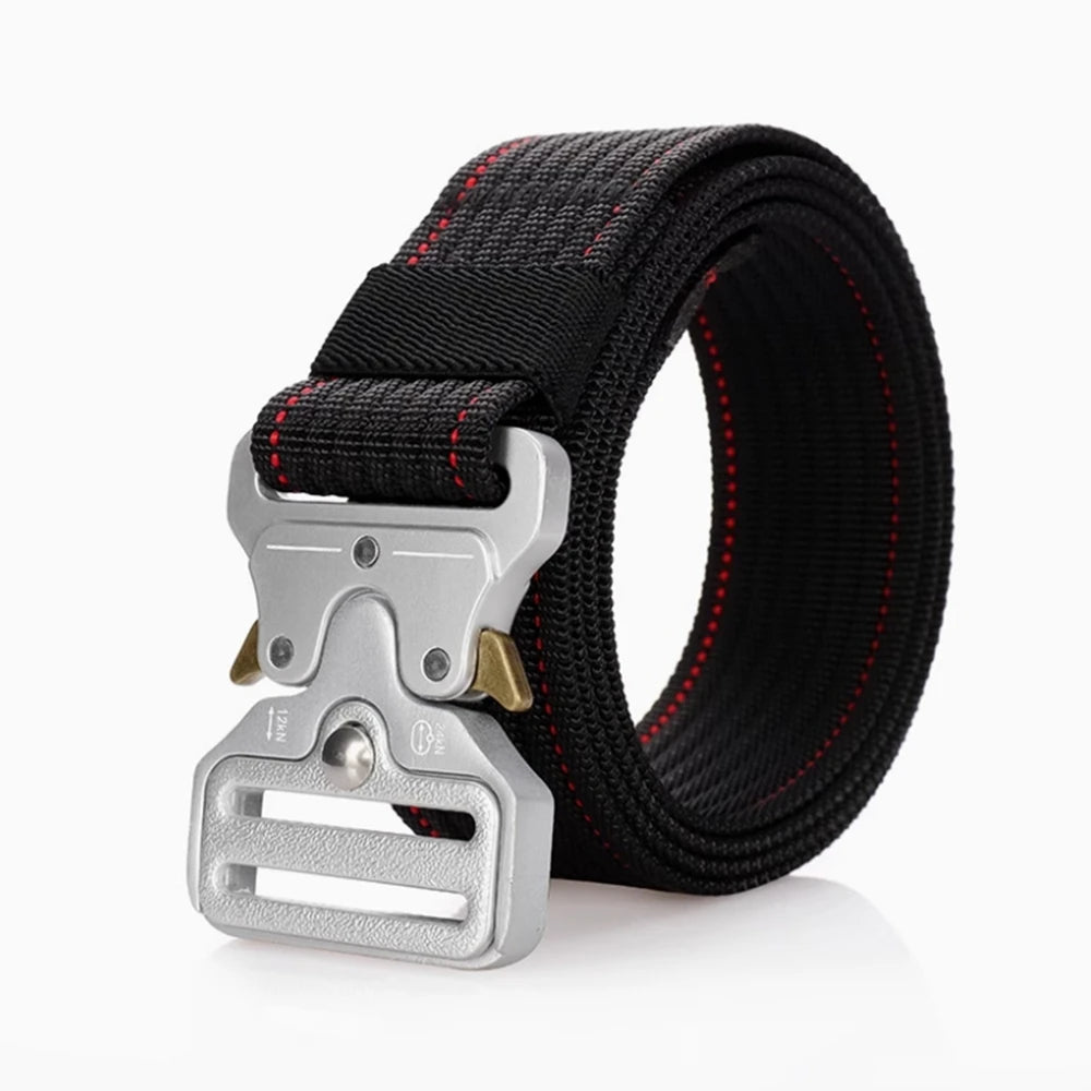 Belts For Men Tactical Belt Metal Silver Buckle Nylon Waist Strap Girdle Heavy Duty Training Hunting Mens Belts