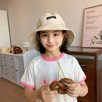 Kids Summer Hats For Girls Boys Bucket Hat Children Sun Protection Fisherman Cap Windproof Sun Hat Foldable Sunhat Outdoor New