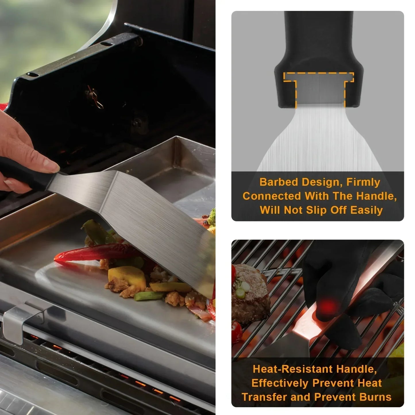 15-Piece Flat Top Grill Tool Set for Blackstone and Camping, Stainless Steel Accessory Set for Outdoor Grilling