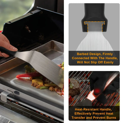 15-Piece Flat Top Grill Tool Set for Blackstone and Camping, Stainless Steel Accessory Set for Outdoor Grilling