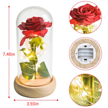 Load image into Gallery viewer, LED Enchanted Silk Rose Eternal Beauty Rose With Fairy Lights in Glass Dome Gifts for Valentine's Day Wedding Party Mother's Day
