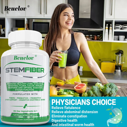 Fiber Probiotic + Prebiotic Supplement, Liver Support, Digestion, Gut Microbiome, Constipation Relief, 120 Capsules