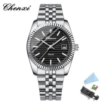 Watches For Men High Quality Brand Luxury Luminous Date Quartz Watch Waterproof Stainless Steel Wristwatch Fashion New CHENXI