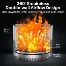 Load image into Gallery viewer, 19.5&#39;&#39; Smokeless Fire Pit, Outdoor Stainless Steel Firepit with Carry Bag, Wood Burning Portable Fireplaces for Camping Bonfire
