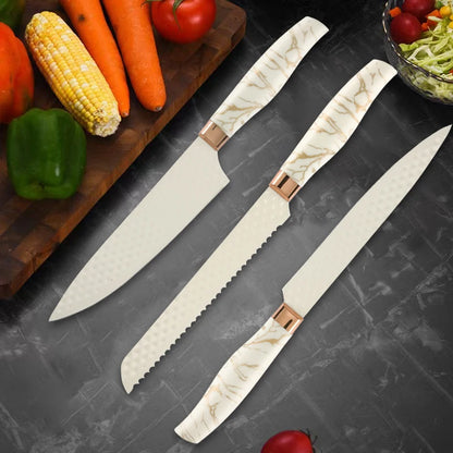 16PCS/Stainless Steel Kitchen Knife Silicone kitchenware set Spatula spoon bread knife scissors peeler cut meat knife Tool rest