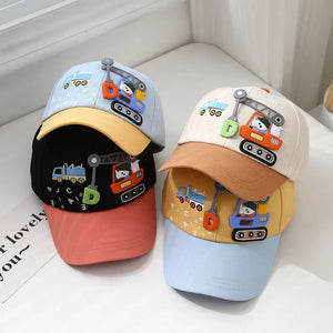 Baby Hat Cartoon Engineering Car Baseball Cap Cute Boys Girls Duckbill Cap Children Summer Sun Hat For Kids 2-6 Years