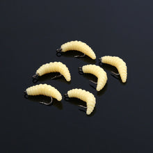 Load image into Gallery viewer, 30PCS Artificial Breadworms Fishing Bait with Hooks Realistic Fake Hooked Worm Bait High Elasticity Rubber Fishing Bait
