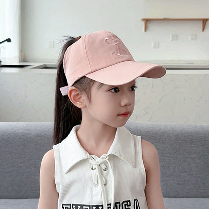 Kids Baseball Caps  Children Love Embroidery Breathable High Ponytail Baseball Caps Adjustable Summer UV Protection Snapback Hat