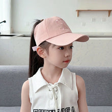 Load image into Gallery viewer, Kids Baseball Caps  Children Love Embroidery Breathable High Ponytail Baseball Caps Adjustable Summer UV Protection Snapback Hat
