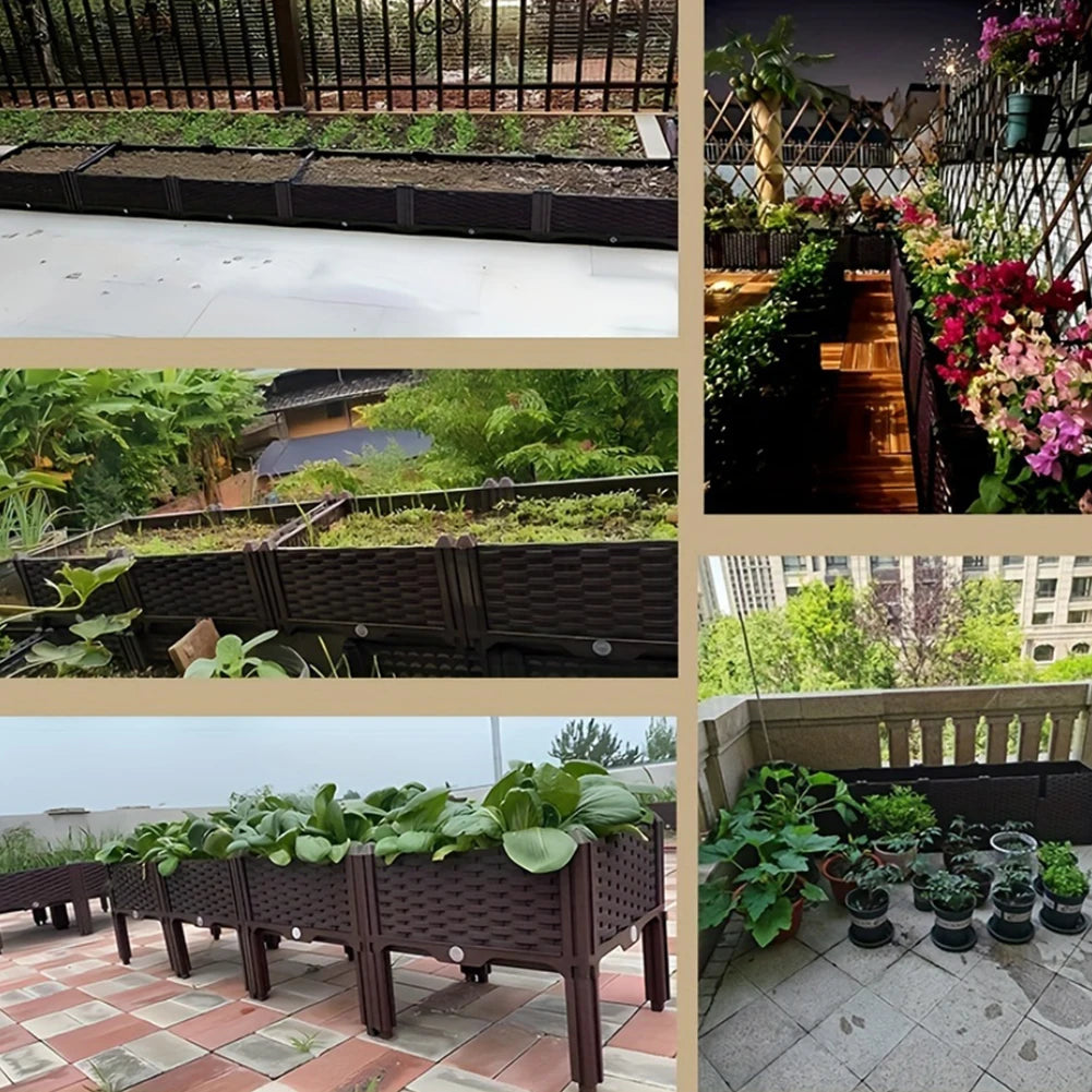 Plastic Raised Garden Bed with Legs Raised Bed W/Drainage Holes Planter Container for Vegetables Fruits Flowers Herbs
