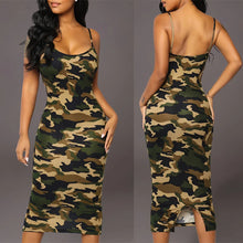 Load image into Gallery viewer, Popular European and American Women&#39;s Clothing Styles: Summer Camouflage Slim, Stylish and Sexy Suspender Dress
