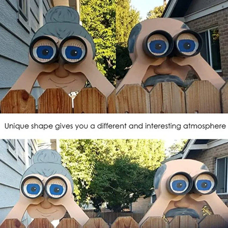 Garden Fence Decoration for Meddlesome Elderly People and Ladies in the Garden Courtyard Garden Decoration Outdoor Fence Poster