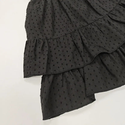 The new women's clothing in summer is a solid color high-waisted lace design sexy cake skirt skirt