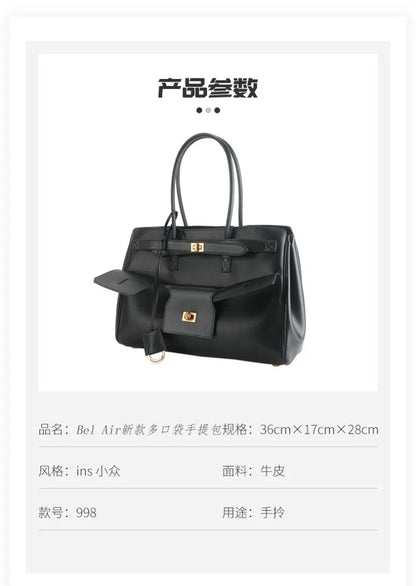 Luxury Genuine Leather Tote Bags for Women Large Capacity Travel Shoulder Bag Designer Handbags Ladies Shopping Purse