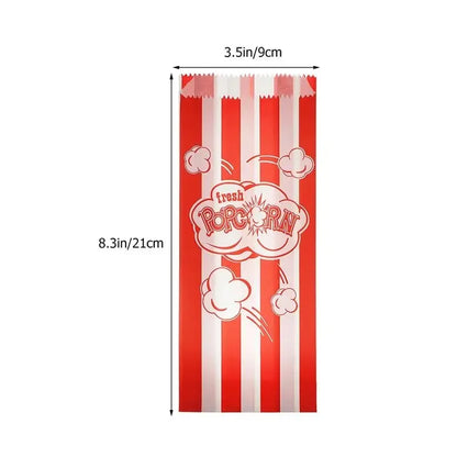 50pcs Popcorn Bags Popcorn Paper Bags Paper Popcorn Bags Grease Proof Bags Paper Packing Bags