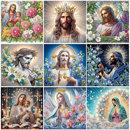 5 to Choose from 5D DIY Partial Special Shaped Drill Diamond Painting Kit Mary & Jesus Decoration