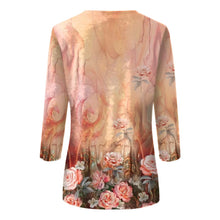 Load image into Gallery viewer, Women&#39;s Clothing T-shirt Fashion Casual Round Neck 3/4 Sleeve Loose Printed T-shirt Ladies Top Louse Beautiful Girls T-shirt
