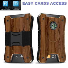 Load image into Gallery viewer, Metal Wallet for Men, Ergonomics Design Money Clip Wallet with Compass, Minimalist Slim Wallet with RFID Blocking
