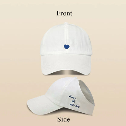 Kids Baseball Caps for Boys Girls Sun Hat Love Heart Hollow High Ponytail Caps Children Adjustable Baseball Caps for 4-12 Years