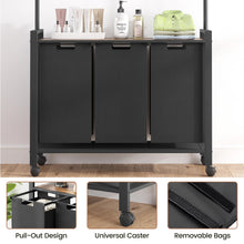 Load image into Gallery viewer, 1 Set Ironwood Hanging Laundry Basket Telescopic with Clothes Hanging Rod and Wooden Storage Shelf for Laundry Room Storage
