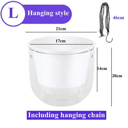 Garden Decoration Self-watering Flower Pot Plant with Chain Hanging Flower Pots Round with Drainage Holes Houseplant Flowerpot