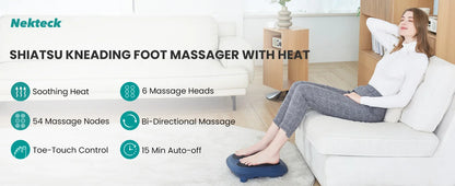 Nekteck Electric Foot Massager Heating Therapy Hot Compress Shiatsu Kneading Roller Muscle Relax Pain Relief Foot Spa Machine