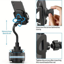 Load image into Gallery viewer, Cup Car Phone Holder for Car, Car Cup Holder Phone Mount, Universal Adjustable Gooseneck Cup Holder Cradle Car Mount for Cell
